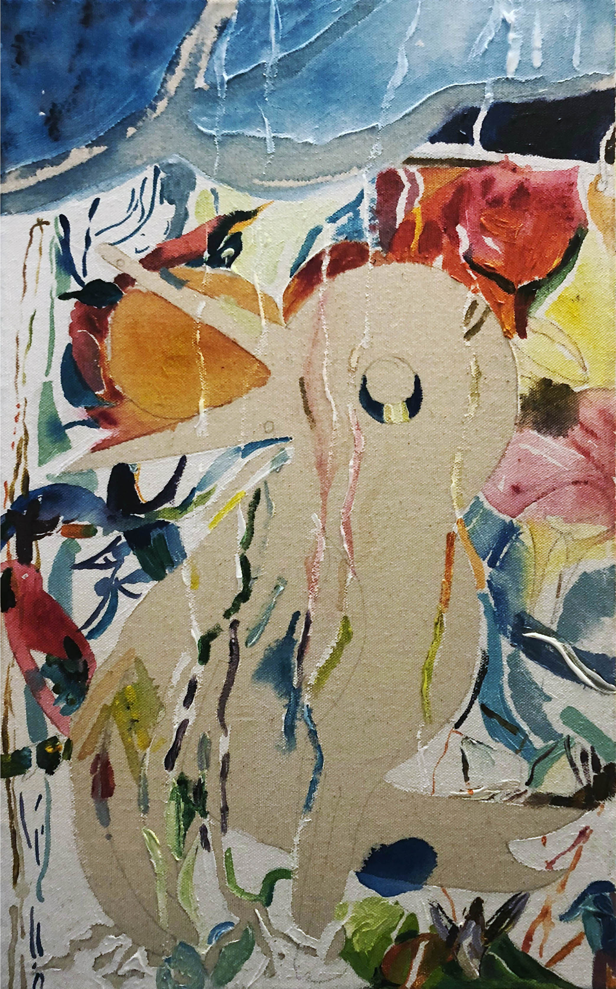2.Bird Bunny at Home, Spring 2020, 31 x 50cm, Acrylic on canvas copy